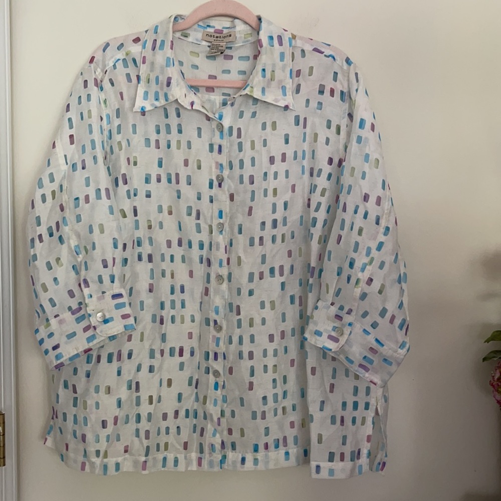 Notations Woman’s Multicolored Pattern Blouse Wit… - image 4